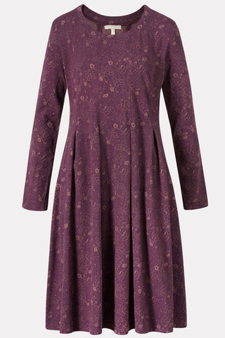 Kleid aus nachhaltigem Jacquardjersey in Violett