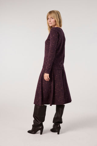 Long-sleeved jacquard jersey shirt in violet/grape (GOTS-certified)