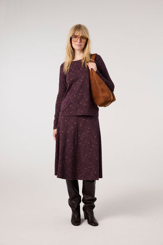 Long-sleeved jacquard jersey shirt in violet/grape (GOTS-certified)