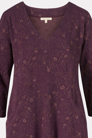 Jacquard jersey tunic in violet/grape (GOTS-certified)