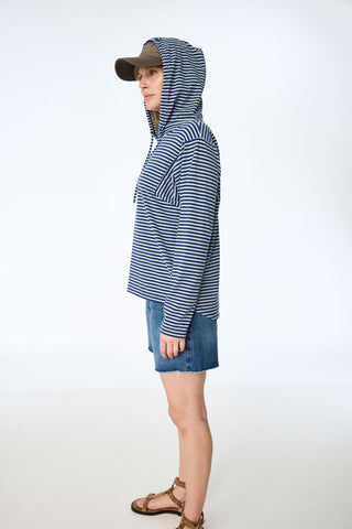Kapuzenshirt aus weicher Bio-Baumwolle (Gots) in Streifenoptik