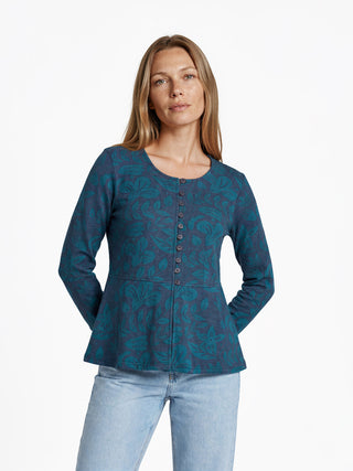 Jerseyjacke aus Bio-Baumwolle mit floralem Allover-Muster