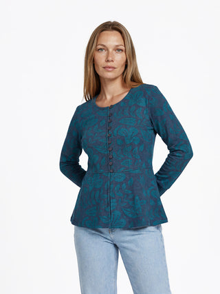 Jerseyjacke aus Bio-Baumwolle mit floralem Allover-Muster