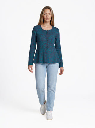 Jerseyjacke aus Bio-Baumwolle mit floralem Allover-Muster