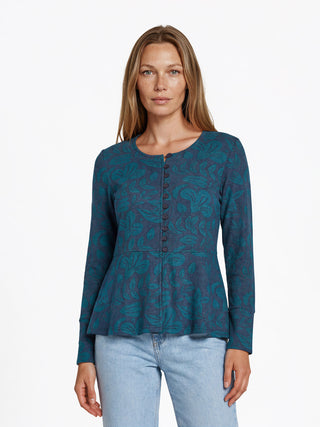 Jerseyjacke aus Bio-Baumwolle mit floralem Allover-Muster