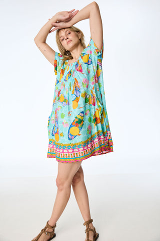 Tunika aus Modal mit buntem Grafik-Print und Biesen-Details