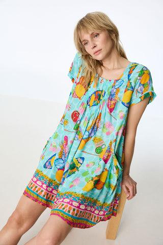 Tunika aus Modal mit buntem Grafik-Print und Biesen-Details