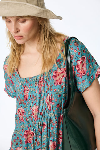 Florale Tunika aus Modal mit Biesen-Details