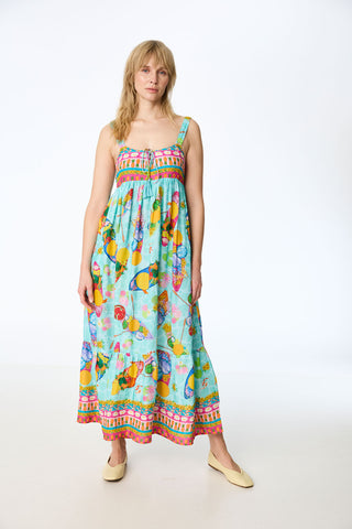 Trägerkleid aus Modal mit verspieltem Print-Mix