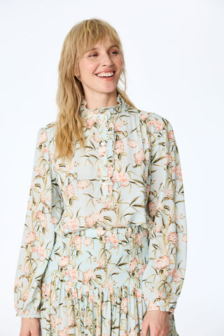 Bluse aus Modal mit Stehkragen und Blüten-Print