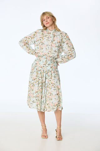 Bluse aus Modal mit Stehkragen und Blüten-Print