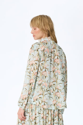 Bluse aus Modal mit Stehkragen und Blüten-Print