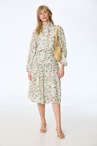 Midirock mit Blüten-Print und elastischem Taillenbund