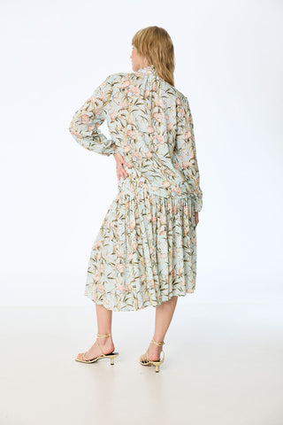 Midirock mit Blüten-Print und elastischem Taillenbund