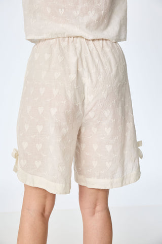 Baumwoll-Bermuda mit Allover-Stickerei