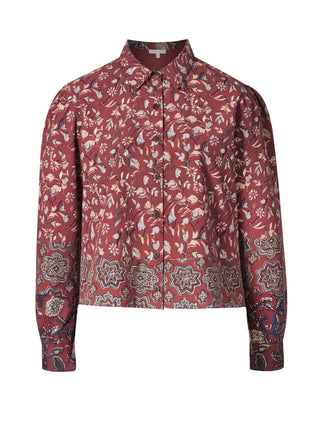 Bluse aus LENZING™ ECOVERO™ Viskose mit floralem Bordürenprint