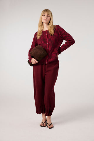 Jacquard-Cardigan mit Blättermuster (GOTS-zertifiziert)