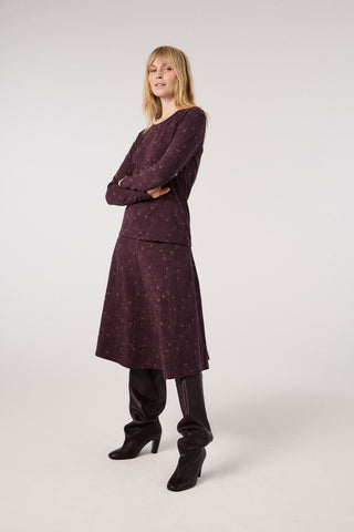 Midirock aus Jacquardjersey in Violett/Grape