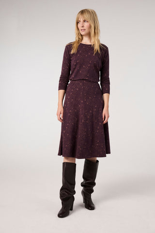Midirock aus Jacquardjersey in Violett/Grape