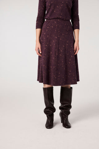 Midirock aus Jacquardjersey in Violett/Grape