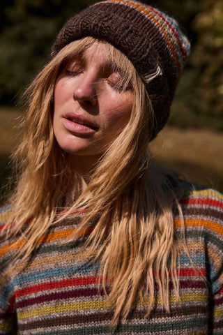 Gestreifter Wollpullover aus reiner Schurwolle – heavy knit