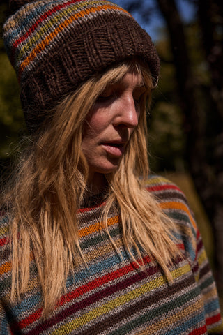 Gestreifte Schurwollmütze – Heavy Knit