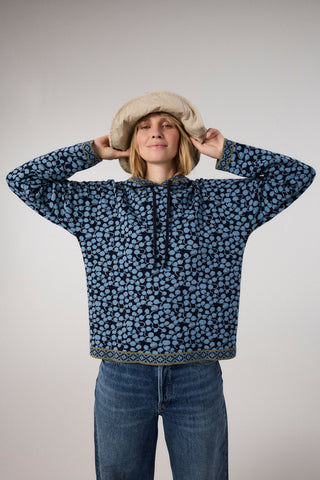 Jacquard-Hoodie mit Tropfenmuster aus reiner Bio-Baumwolle