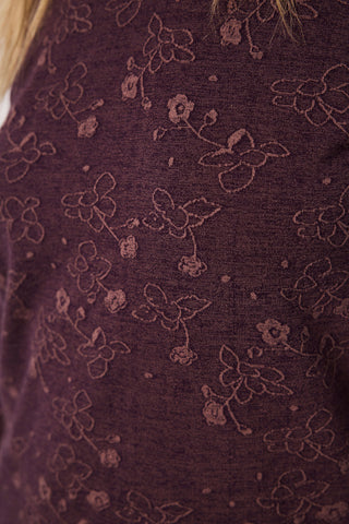 Long-sleeved jacquard jersey shirt in violet/grape (GOTS-certified)