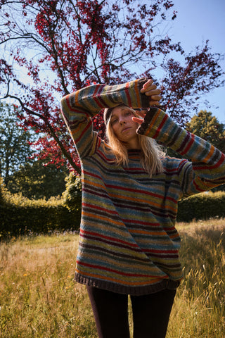 Gestreifter Wollpullover aus reiner Schurwolle – heavy knit