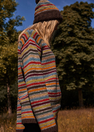 Gestreifter Wollpullover aus reiner Schurwolle – heavy knit