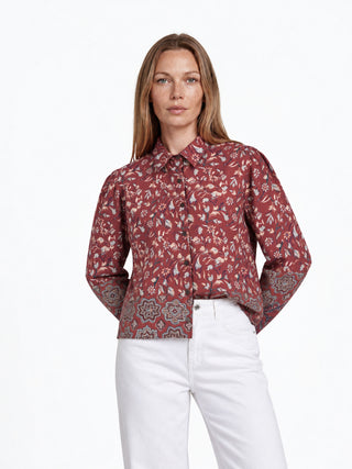 Bluse aus LENZING™ ECOVERO™ Viskose mit floralem Bordürenprint
