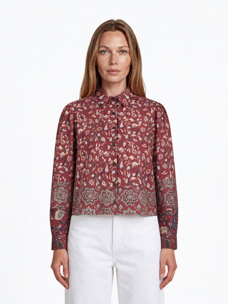 Bluse aus LENZING™ ECOVERO™ Viskose mit floralem Bordürenprint