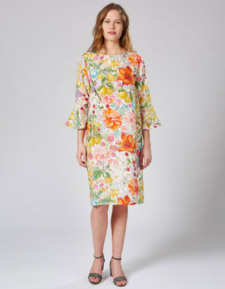 Leinen-Kleid Eliza mit floralem Muster