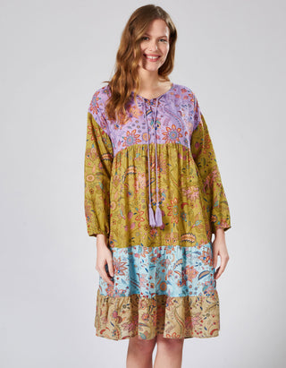 Boho-Kleid Kim mit floralem Patchwork-Muster