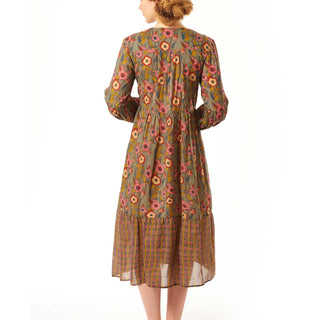 Maxi-Kleid aus reiner Bio-Baumwolle 'Tina', poppy olive grey