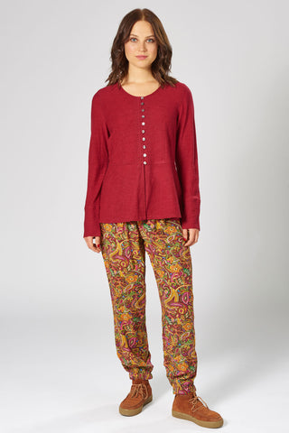Printed pants Ruth made of Lenzing™ EcoVero viscose flower red