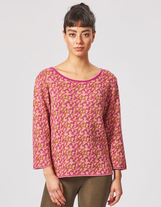Jacquard-Sweater aus reiner Bio-Baumwolle pink
