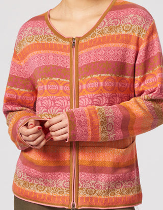 Jacquard cardigan made of pure organic cotton Abbey red