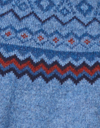 Norwegian round neck sweater made of lambswool mottled blue